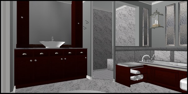 AA-DARK CHOCOLATE CABINETS WITH MARBLE NEW WINDOWS AND SMALL TOWEL CABINET WITH MARBLE SURROUND AROUND TUB-2