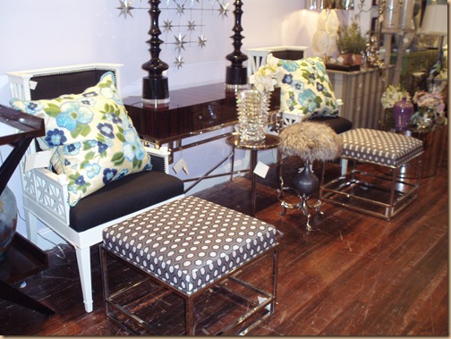 Modern Chairs With Polka Dot Ottomans